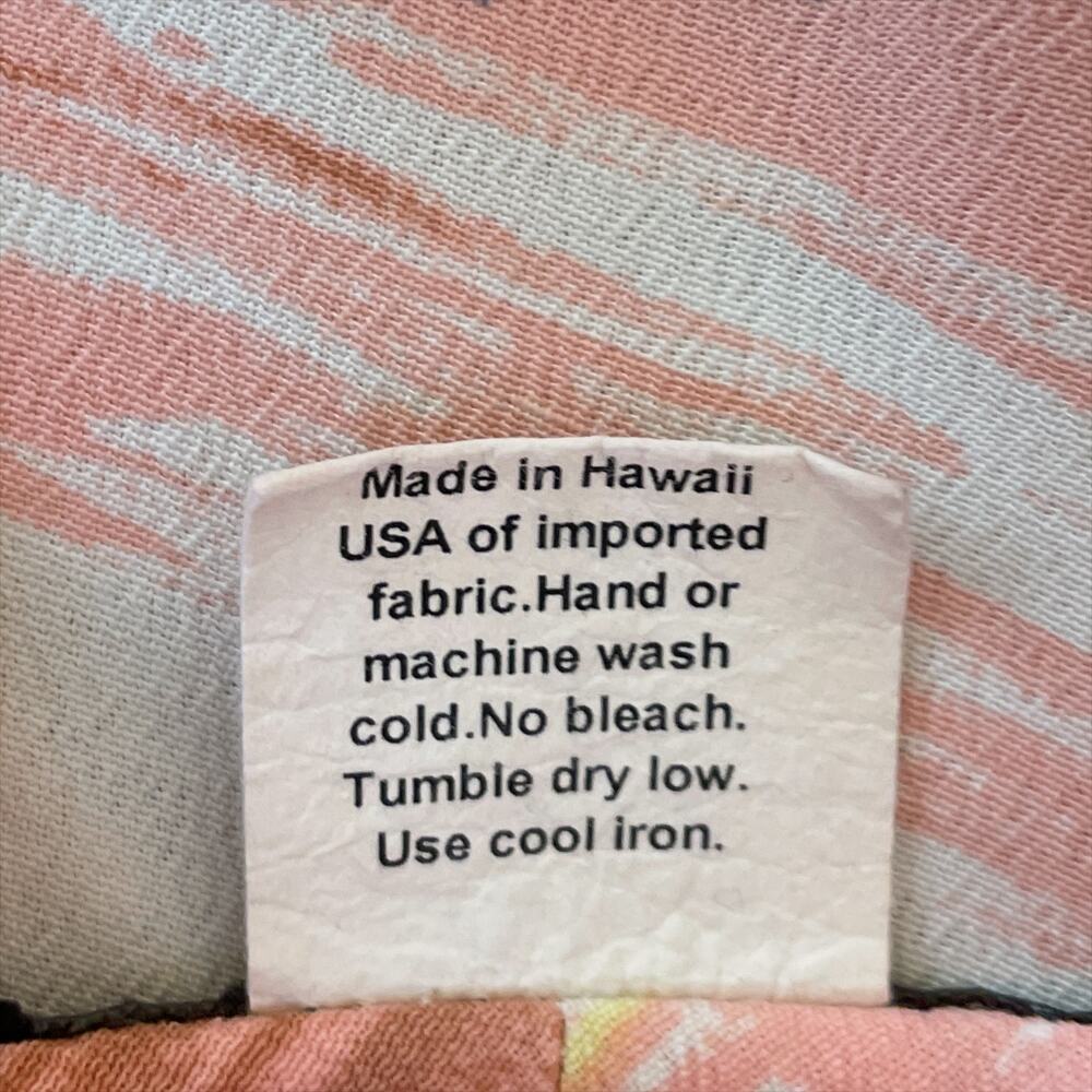 Vintage Kauaiana Palm Print Trumpet Style Maxi Dress Pink Gray White Small - Picture 5 of 13